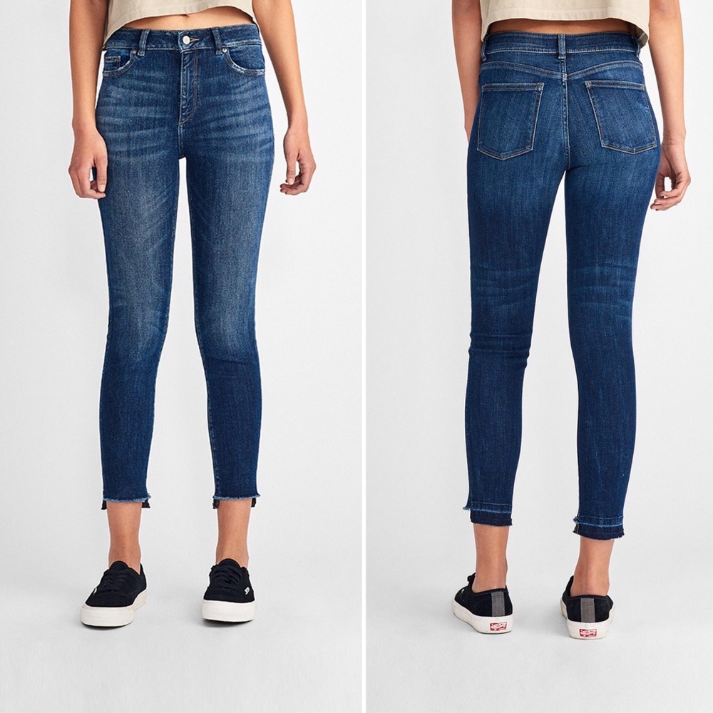 High-Rise Dark Blue Cropped Skinny Jeans